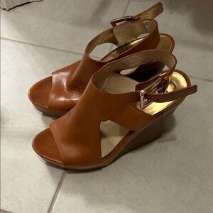 Michael Kors Tan Leather Wedges